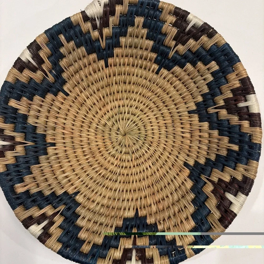 Handwoven Coiled‎ Basket Southwestern Tribal Pattern Decorative Tray 9